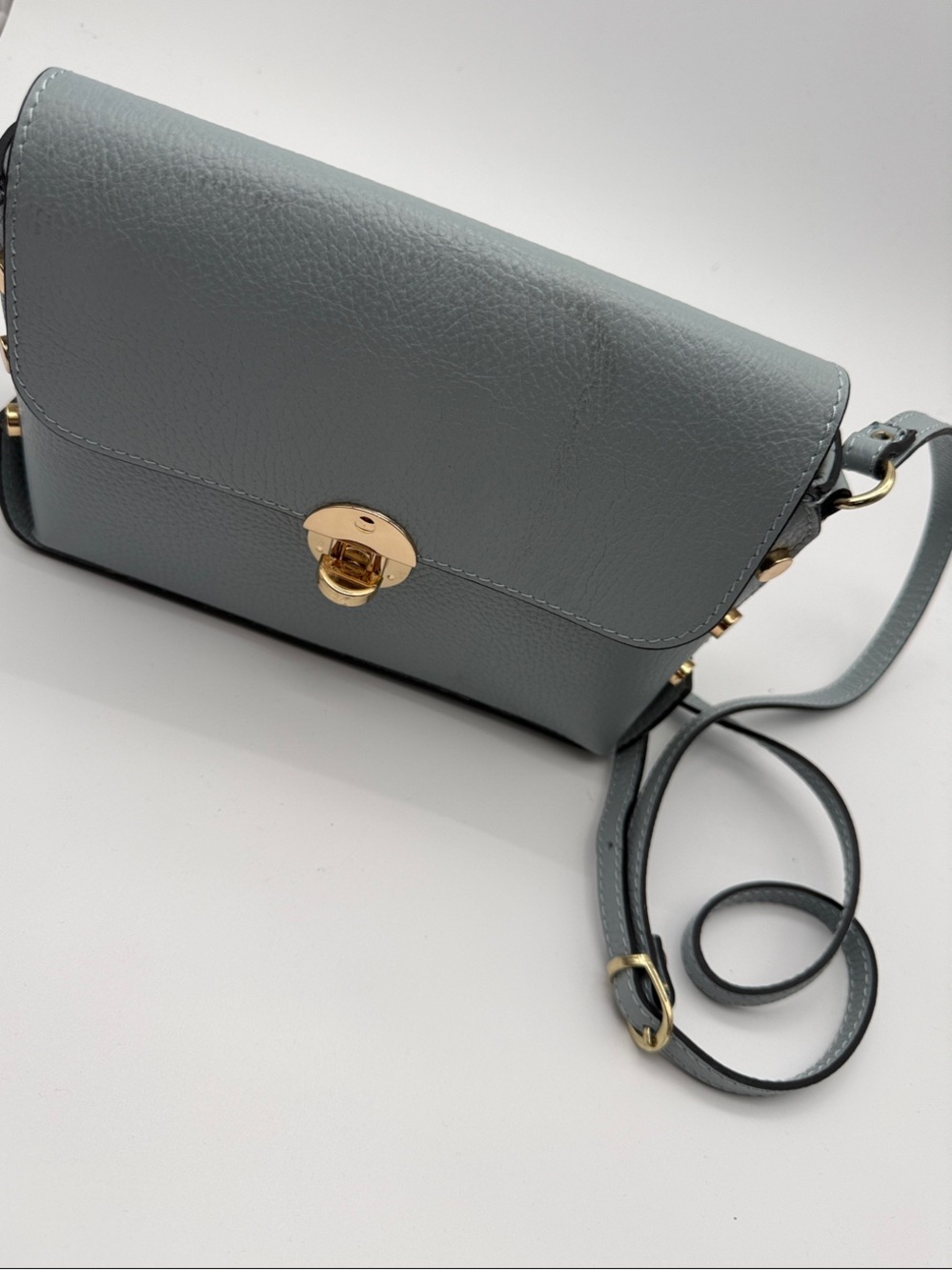 Vera Bella Made in Italy Genuine Leather Blue Crossbody Bag